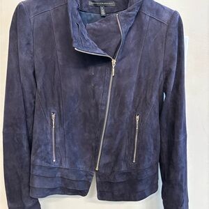 White House Black Market Navy Leather Jacket